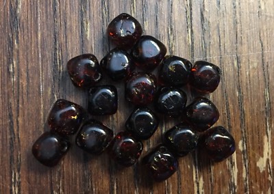 Vintage Deep Cognac Whisky Wobble Effect Sided Old Glass Bead Lot