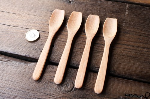 4 cucharaditas de madera pequeñas hechas a mano azúcar sal cocina café marrón IVA - Imagen 2 de 4