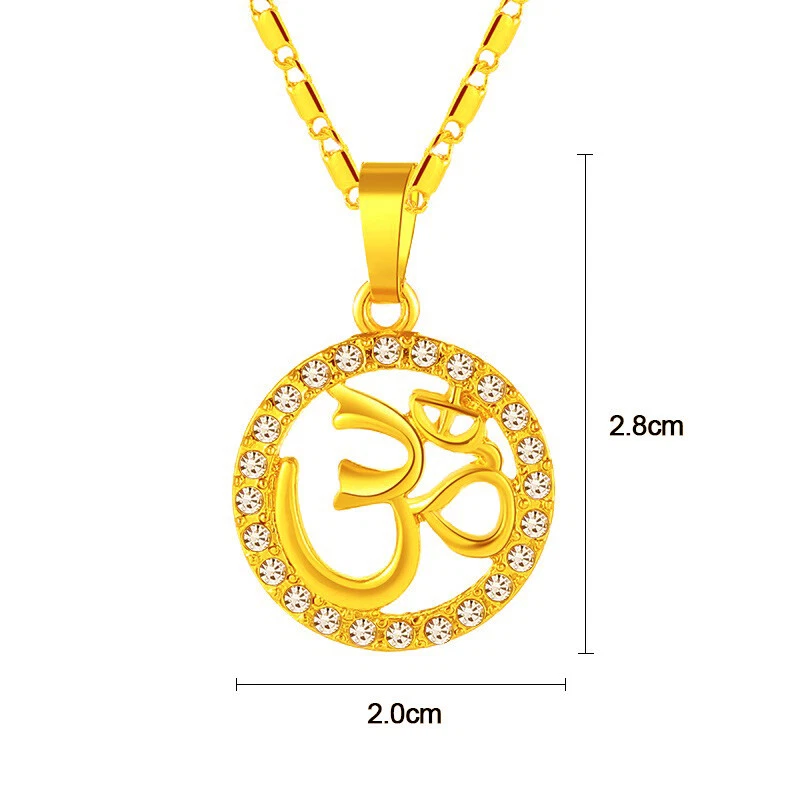 Collar de eslabones de yoga colgante de piedras preciosas de topacio blanco relleno de oro de 18k para mujer D690 Foto 3 de 4