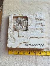 NURSERY BABY WALL CERAMIC PLAQUE 'INNOCENCE" BOOTIES GUC SEE PICTURES