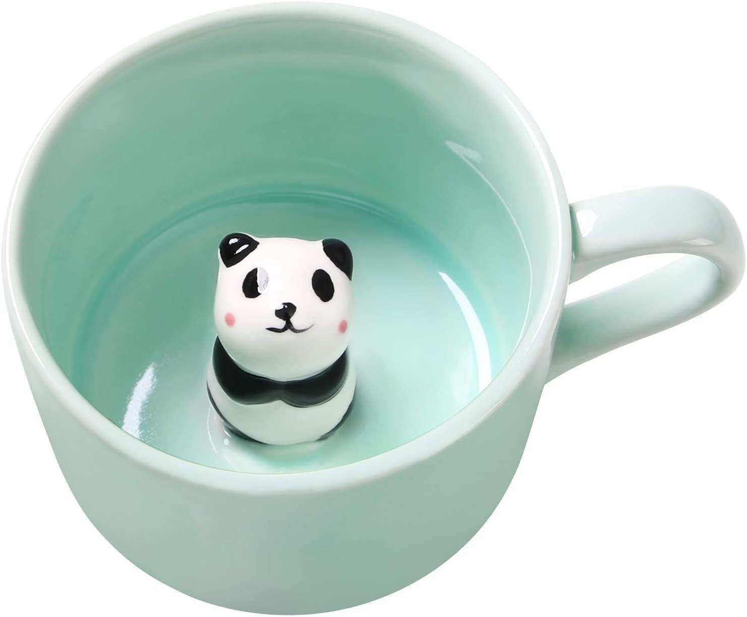 Panda Ceramic Cup Hidden 3D Animal inside Mug,8 Oz, Lovely Mug for Christmas, Bi