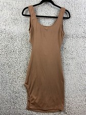 Brown bodycon tank dress cut out side & back  stretchy women's size 0XL