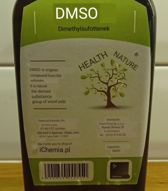 DMSO Dimethyl sulfoxide 500ml glass bottle 99.9%