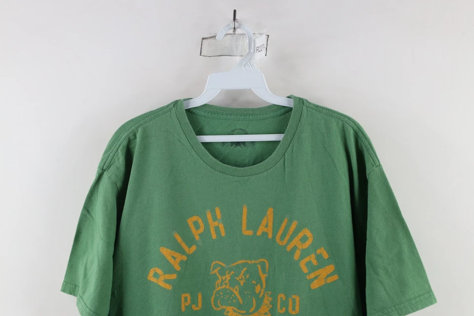 复古 Ralph Lauren 男式大号褪色拼色斗牛犬短袖 T 恤 — 第 2/4 张图片