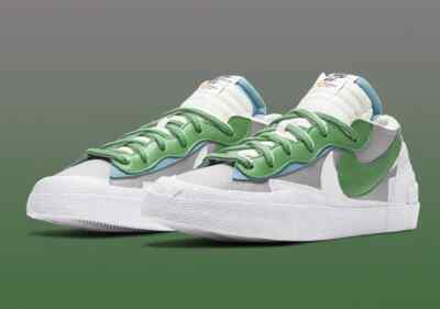 Nike Blazer Low Sacai Shoes Medium Grey Classic Green DD1877-001 Men's NEW