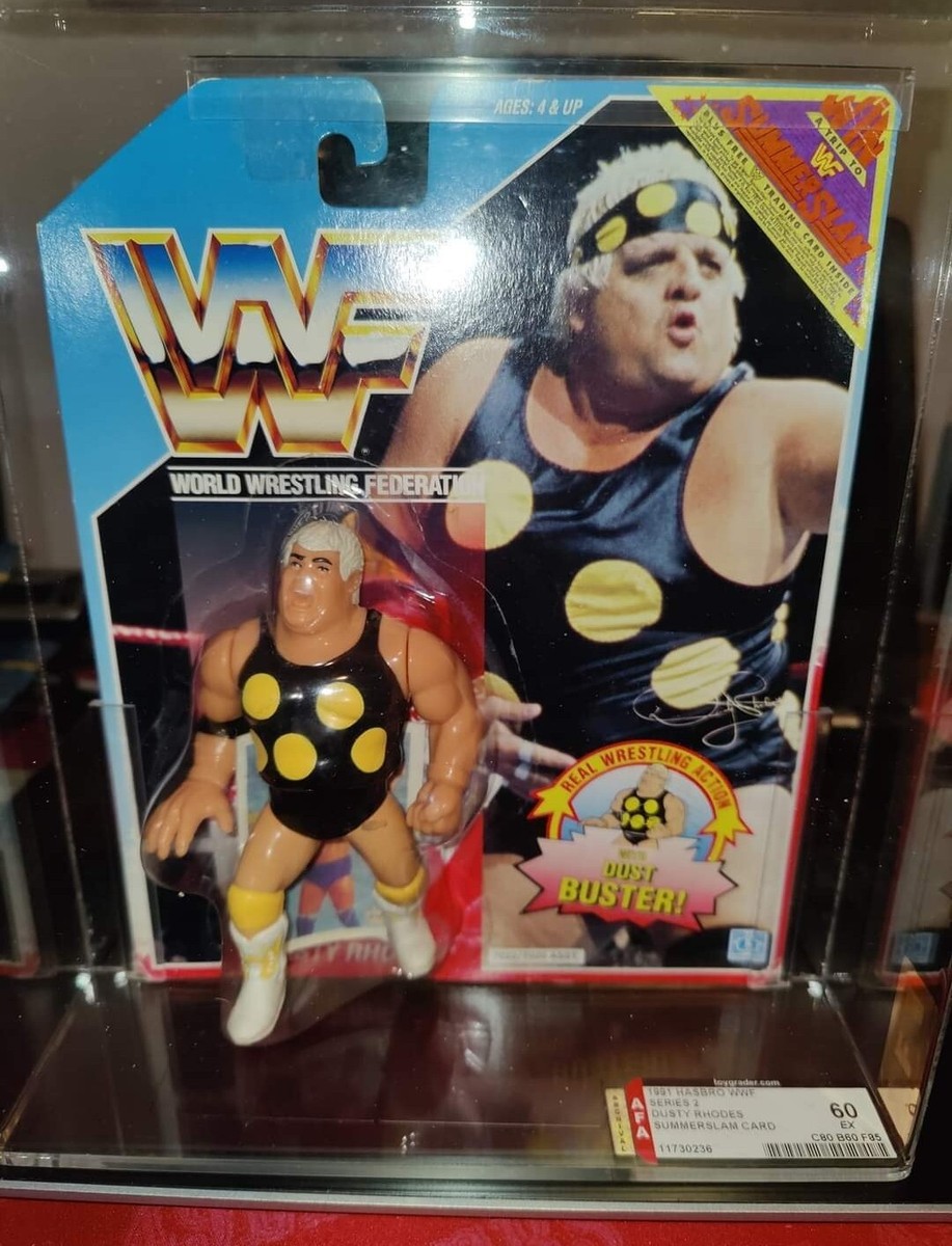 🔥Hasbro series WWF Dusty Rhodes figure moc AFA Graded.Summer Slam