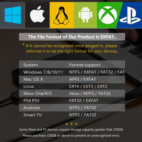 Externe Festplatte 320GB 500GB 2TB 4TB 10TB USB 3.0/3.2 HDD Für PS4 XBOX MAC TV - Bild 13 von 30
