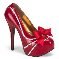 Bordello Burlesque Plateaupumps Teeze-14 rot