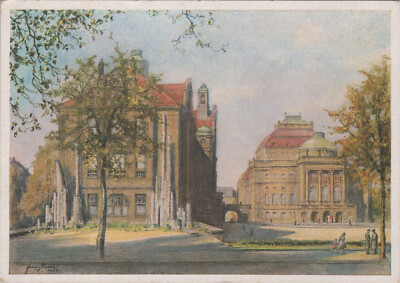 4 x (RB)2024-197, Postcard, Chemnitz, City Hall, Opera, Light Fountain