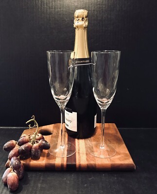 NEW Luigi Bormioli Canaletto Optic Champagne Flutes~ Set Of 2