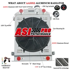 3 ROW ALUMINUM RADIATOR+SHROUD FAN for 1932 Ford HIGH/HI BOY FLATHEAD V8 Pro