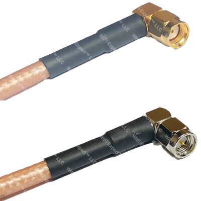 RG142 RP-SMA MALE ANGLE to SMA MALE ANGLE Coaxial RF Cable USA-Ship Lot