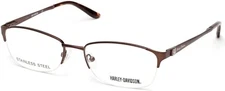 Harley Davidson HD0541 049 Brown Metal Semi Rimless Eyeglasses Frame 55-17-135