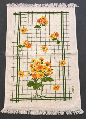 Gänseblümchen Blumenmuster Handtücher Tücher Fransen unbenutzt 3 Stück Set B & D USA Vintage - Bild 4 von 8