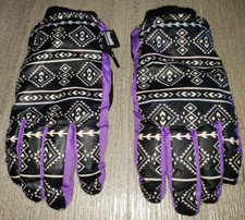 girls JUSTICE winter GLOVEFS size medium/large black white purple NICE CLEAN 