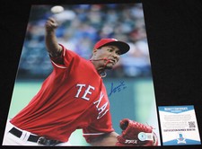 Alexi Ogando signed 11 x 14, TEXAS RANGERS, Beckett BAS