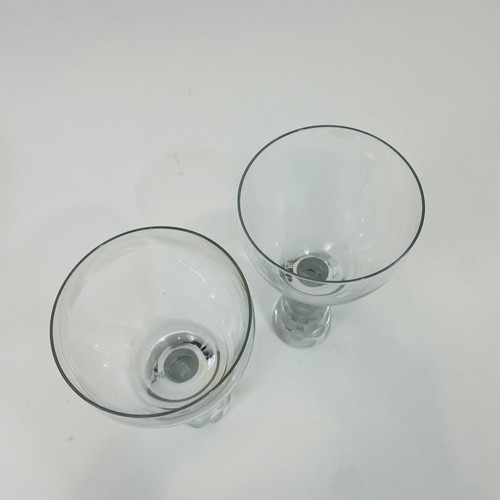 Wein Cocktail Gläser Dicke Frost Geätzte Stiele Luftblasen 2er Set Vintage - Bild 8 von 8