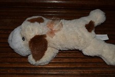Plush 13  Cream  Brown Shaggy Laying-Down Puppy Dog by Greenbrier International