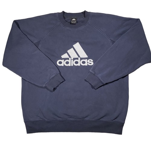 Adidas Y2K Style Men’s Blue Sweatshirt Spellout Embroidered Sweatshirt Sz XXL