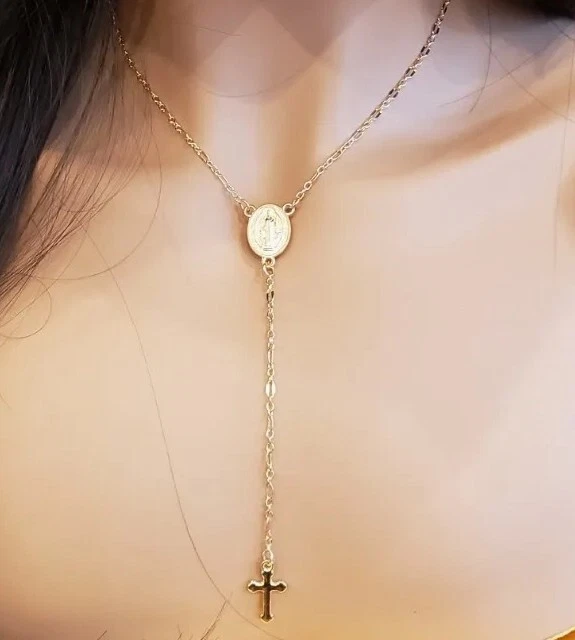 Dainty rosary sale necklace