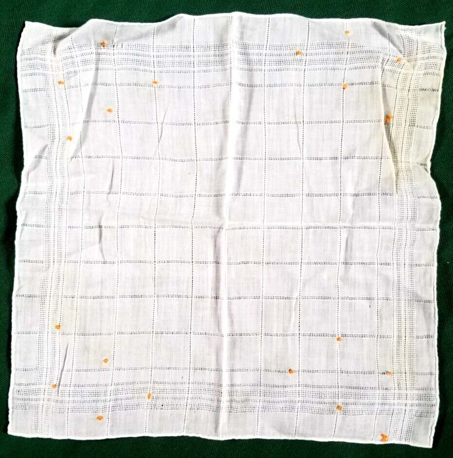 Pañuelo Blanco Ojal Hilo Dibujado Trabajo Bordado Art Deco Para Hombres De Colección Foto 4 de 4