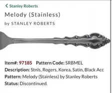 Stanley Roberts MELODY Stainless Rogers Co Flatware - 20 Piece Set Silverware
