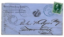 1876 Centennial CCL Traverse City MI Fwd. from Chicago Wheeler & Wilson Sewing