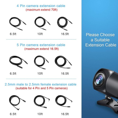 Rückfahrkamera Verlängerungskabel 10 Fuß 4 Pin Stecker auf Buchse Rückfahrkamera Verlängerung - Bild 7 von 7
