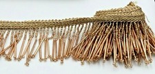 2 inc 1  X Yard Gold Bead bugle Fringe Bridal Saree Tassel Sewon Trim Curtain de
