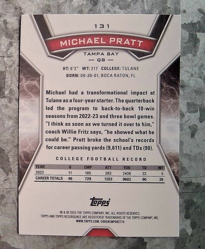 #131 Michael Pratt 2024 Topps Resurgence - Imagen 2 de 2