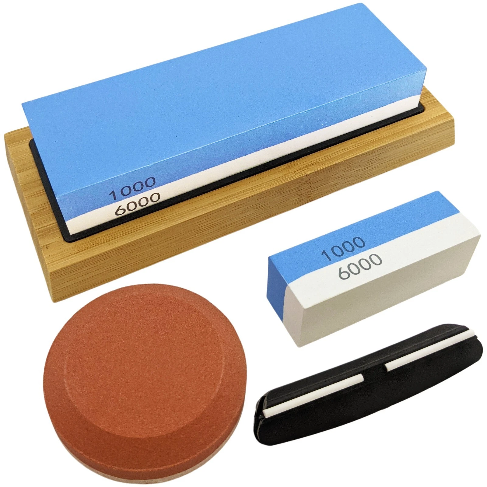 Knife Sharpening Whetstone Set - 2 Sizes of 1000/6000 Grit Stones and 140/32 Axe