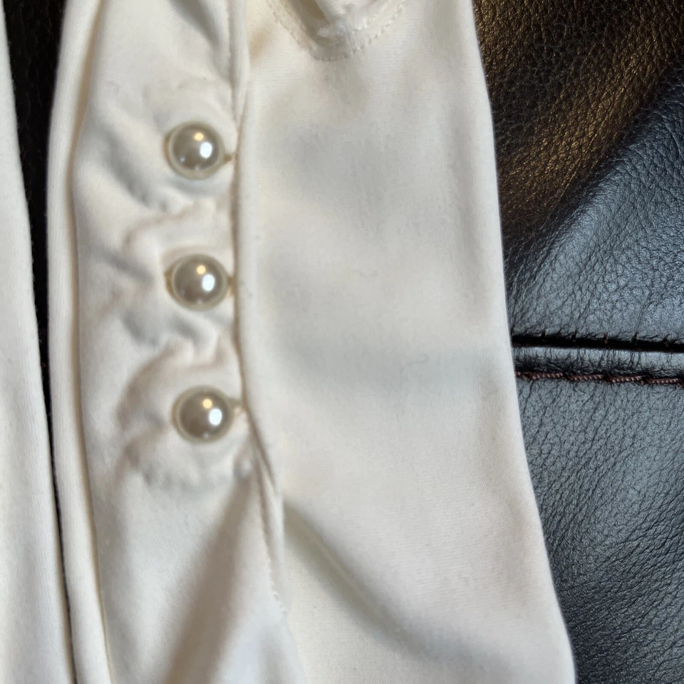 Винтажные белые перчатки длина до рук оперные 100% хлопок официальные пуговицы свадьба - Изображение 4 из 4