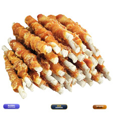 Mon2Sun Dog Treats Rawhide Twist Chicken Hide Sticks Suitable For Puppy And