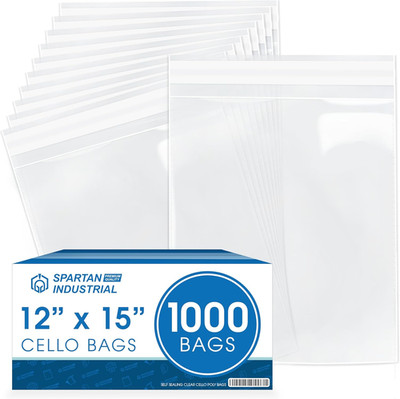 12'' X 15'' Self-Sealing Cellophane Bags (1000 Count) Clear Poly Packaging for Clo