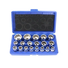 19Pcs 12-Point 1/2" Drive Metric Spline Socket Set 8-32mm Cr-V with Case