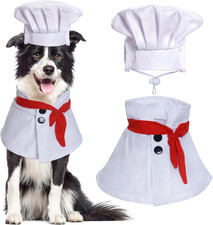 Pet Chef Costume Chef Hat with Red Scarf Set Dog Halloween Costume for Small Pet