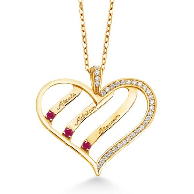 0.39 Ct Round Red Ruby 18K Yellow Gold Plated Silver Pendant with Chain
