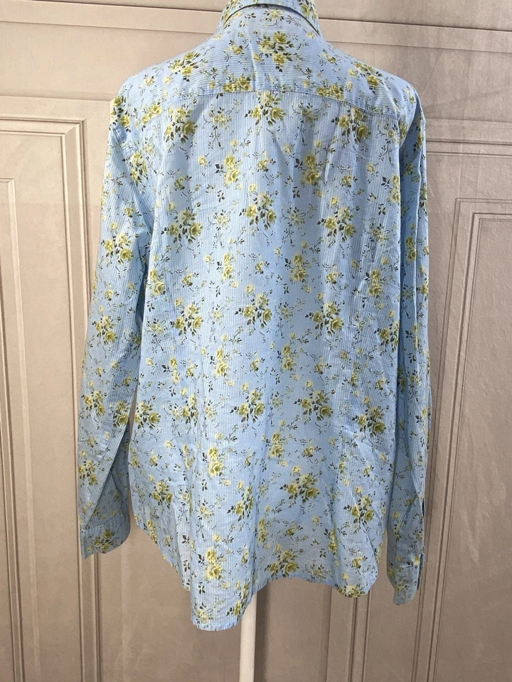 Camisa Eddie Bauer Mujer Extra Grande Azul Floral Abotonada Ligera Cottage Foto 4 de 4