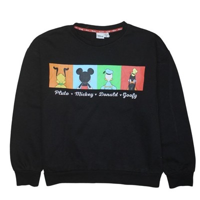 Disney Damen Sweatshirt schwarz Grafik Mickey Goofy Donald Pluto L