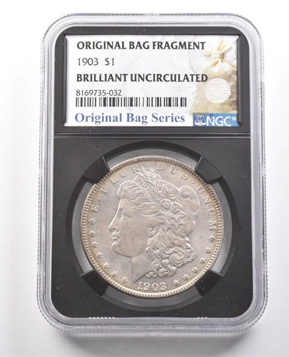 1903 Morgan Silver Dollar Original Bag Fragment BU NGC *6137