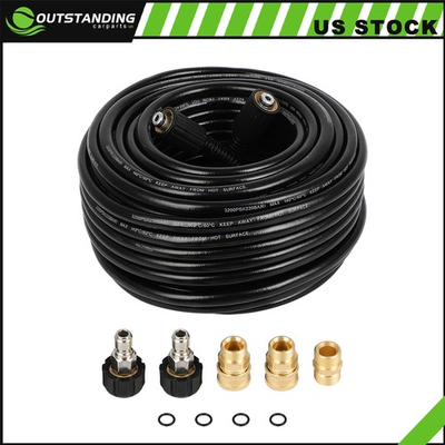 #ad 3200 PSI Pressure Washer Hose 100 ft w M22 to 3 8quot; Quick Connect Adapter $53.89