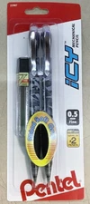 NEW Pentel Icy 2-Pack 0.5mm Fine Mechanical Pencils Black Grey Barrels AL25TLBP2