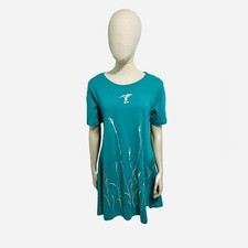 Vintage Cactus California Boho Humming Bird Print Shirt Dress with Pockets Small