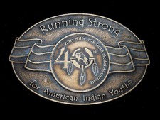 UC07118  BILLY MILLS RUNNING STRONG FOR AMERICAN INDIAN YOUTH  BELT BUCKLE