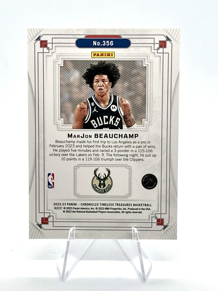 MarJon Beauchamp 2022-23 Panini Chronicles Timeless Treasures #356 Purple /49 - Image 2 of 2