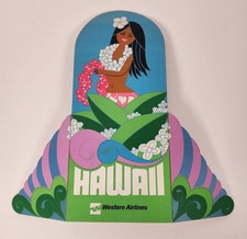 Western Airlines Hawaii Hula Girl Promotional Display Stand 1970s Original 12x5