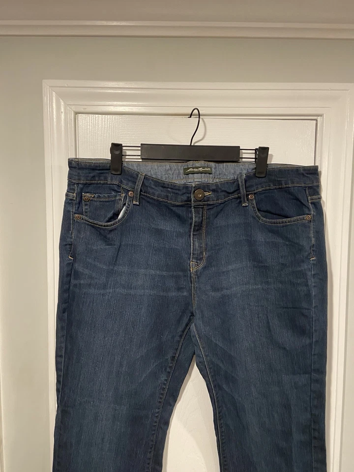 Eddie Bauer Size 16 Dark Wash Stretch Cotton Straight Leg Mid Rise Denim Jeans - Image 2 of 4