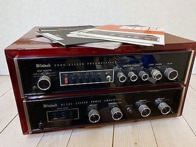 McIntosh C504 Preamp & MC502 Power Amp 100V JP w/ Original Wood Case