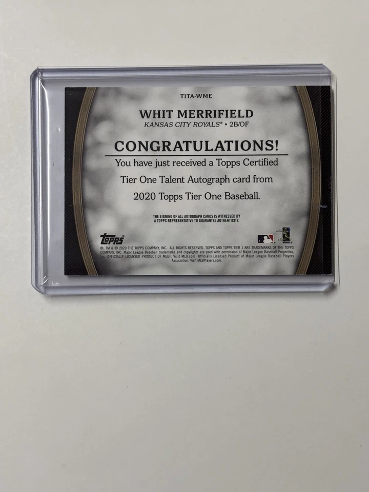 2020 Topps Tier One Tier One Talent Auto /299 Whit Merrifield #T1TA-WM Auto - Image 2 of 2