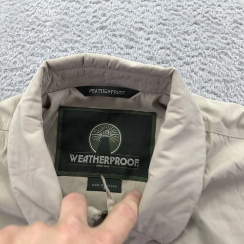 Weatherproof Jacket Mens Large Beige Microfiber Bomber Full Zip Lined Casual image 4